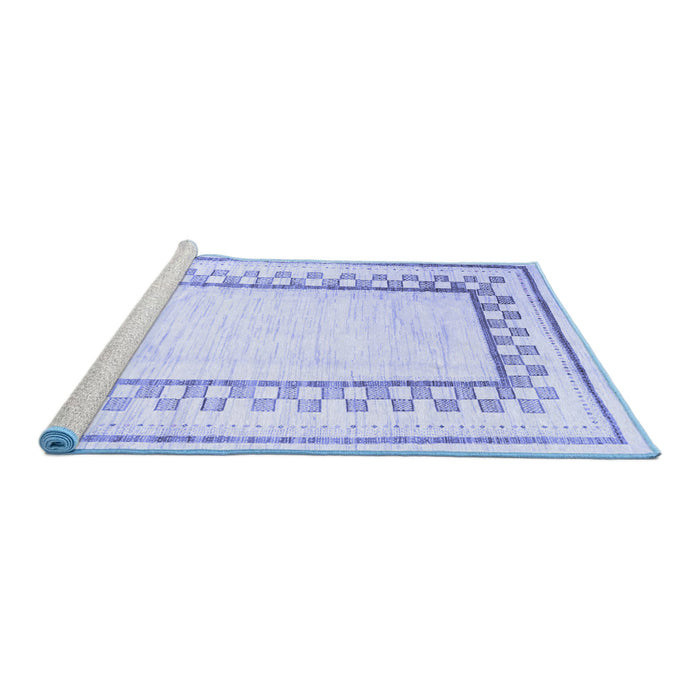 Sideview of Machine Washable Solid Blue Modern Rug, wshcon2035blu
