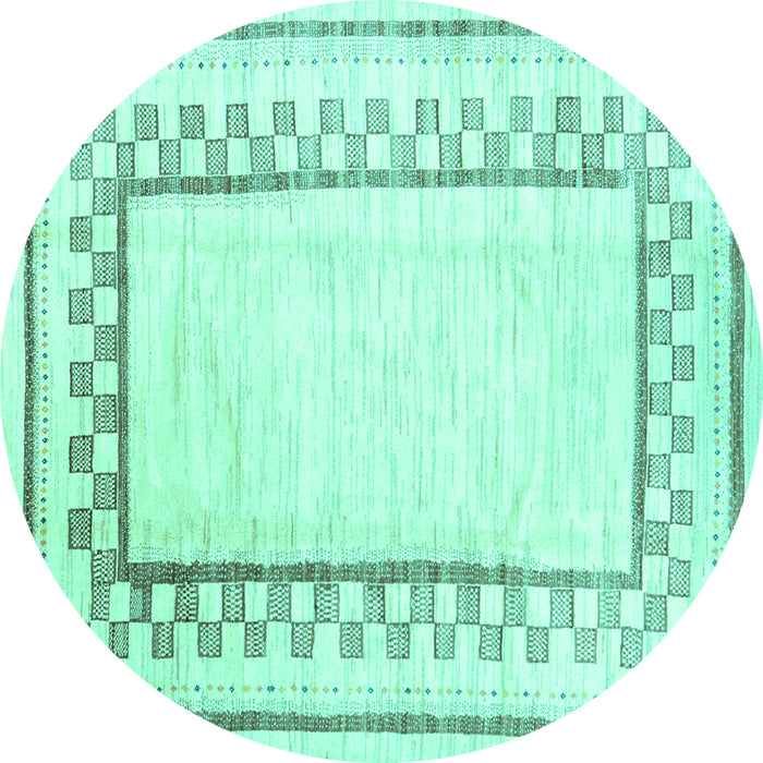 Round Solid Turquoise Modern Rug, con2035turq