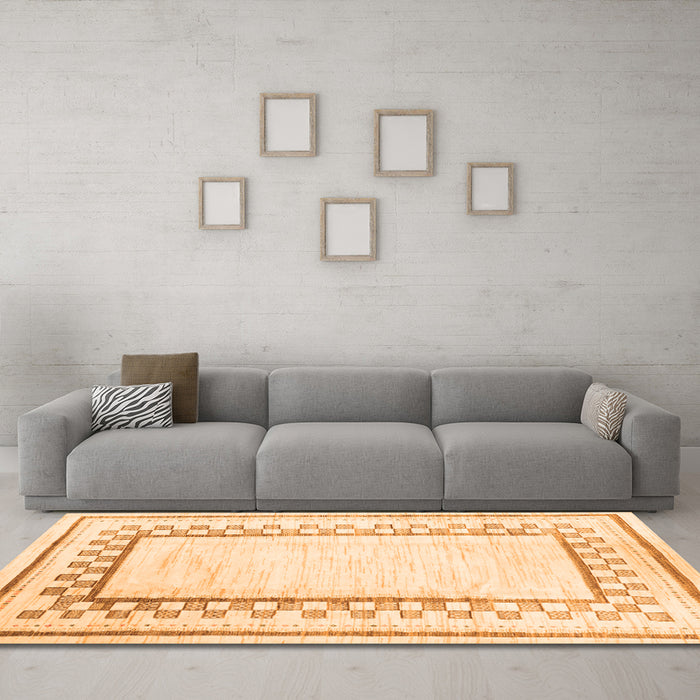 Machine Washable Solid Orange Modern Area Rugs in a Living Room, wshcon2035org