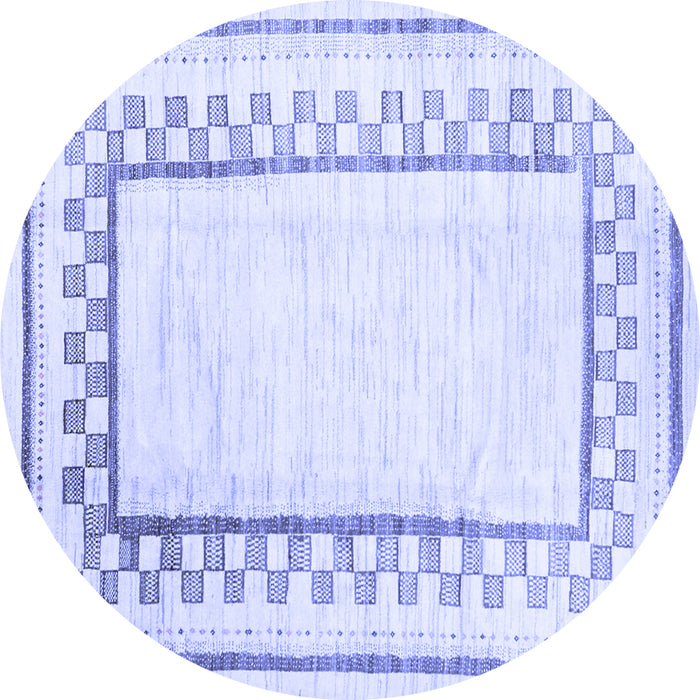 Round Machine Washable Solid Blue Modern Rug, wshcon2035blu
