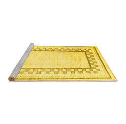 Sideview of Machine Washable Solid Yellow Modern Rug, wshcon2035yw