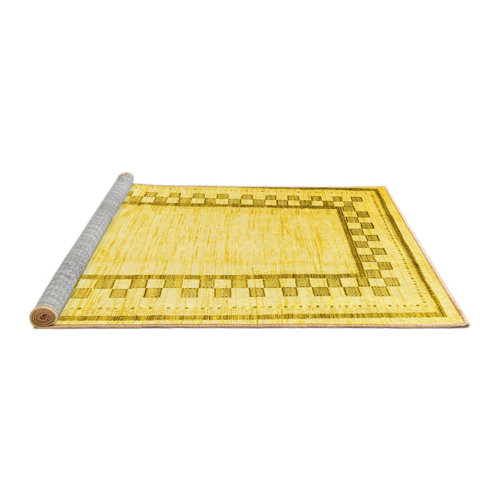 Sideview of Machine Washable Solid Yellow Modern Rug, wshcon2035yw
