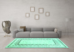 Machine Washable Solid Turquoise Modern Area Rugs in a Living Room,, wshcon2035turq