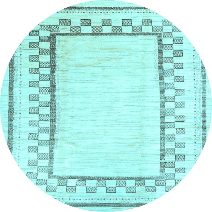 Round Machine Washable Solid Light Blue Modern Rug, wshcon2035lblu