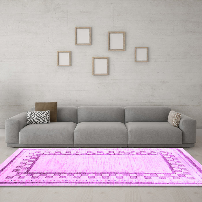 Machine Washable Solid Purple Modern Area Rugs in a Living Room, wshcon2035pur