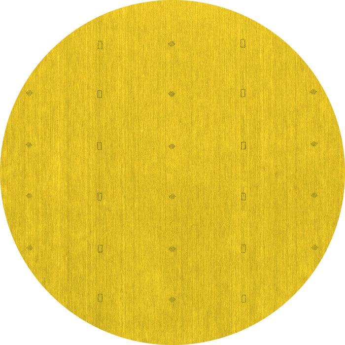 Round Machine Washable Abstract Yellow Contemporary Rug, wshcon2036yw