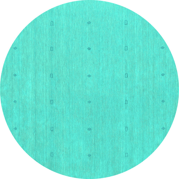Round Machine Washable Abstract Turquoise Contemporary Area Rugs, wshcon2036turq