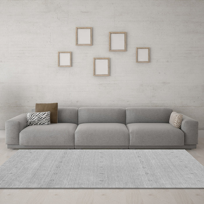Machine Washable Abstract Gray Contemporary Rug in a Living Room,, wshcon2036gry