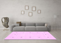 Machine Washable Solid Pink Modern Rug, wshcon2037pnk