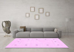 Machine Washable Solid Pink Modern Rug in a Living Room, wshcon2037pnk