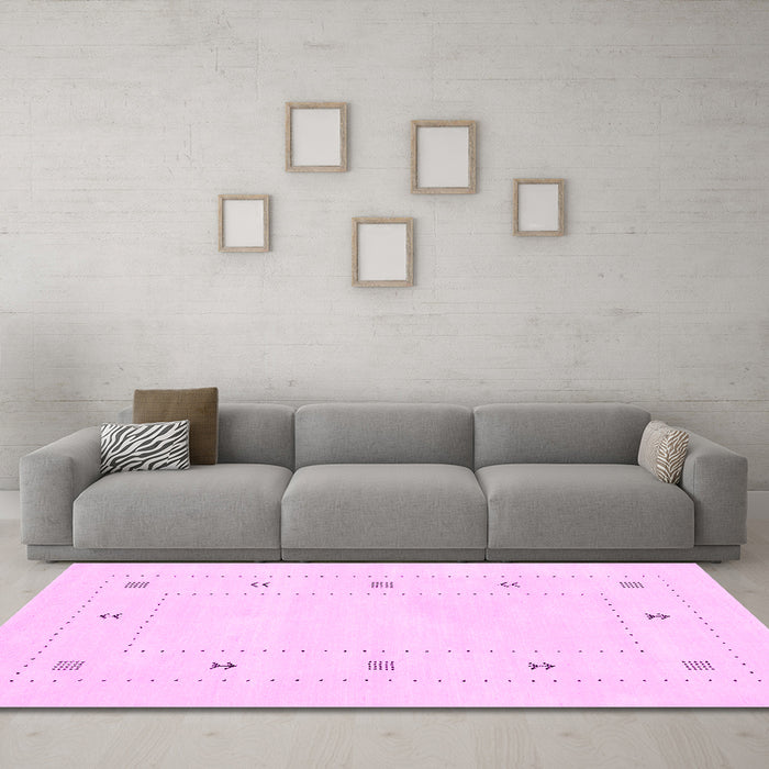 Machine Washable Solid Pink Modern Rug in a Living Room, wshcon2037pnk
