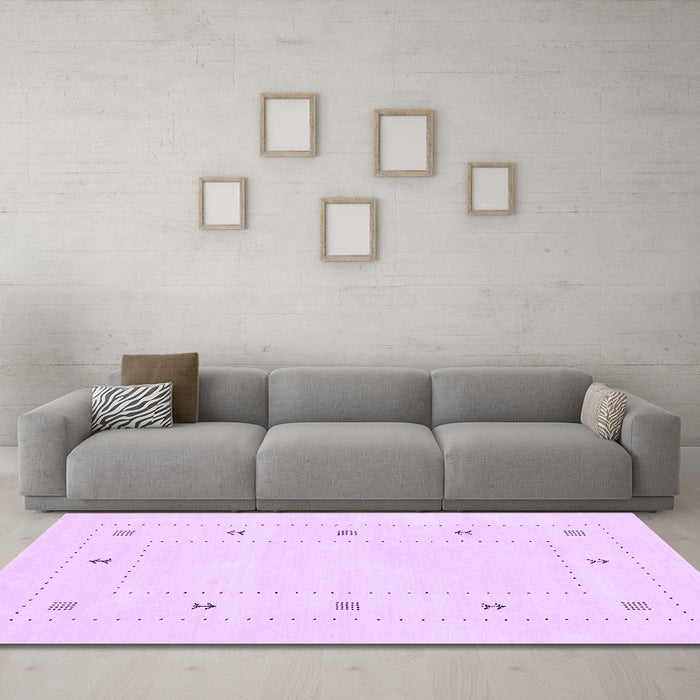 Machine Washable Solid Purple Modern Area Rugs in a Living Room, wshcon2037pur