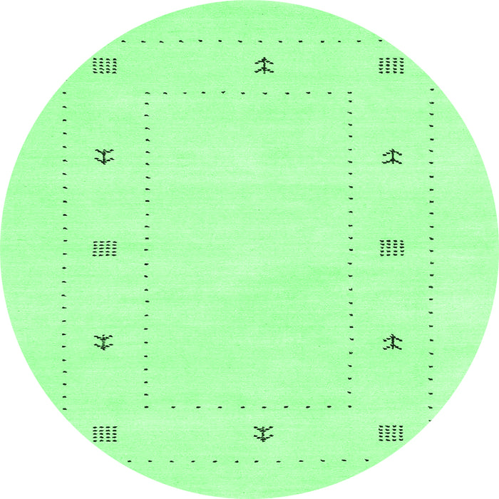 Round Machine Washable Solid Emerald Green Modern Area Rugs, wshcon2037emgrn