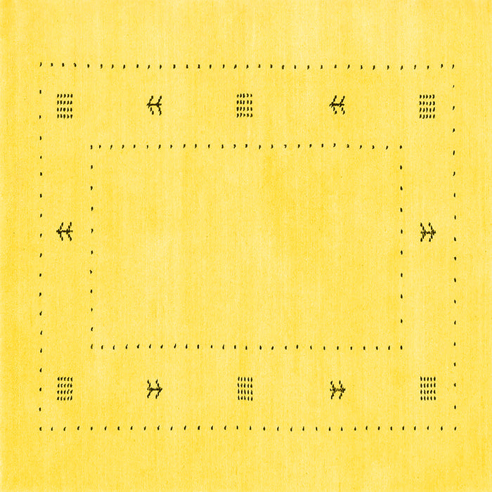 Square Machine Washable Solid Yellow Modern Rug, wshcon2037yw