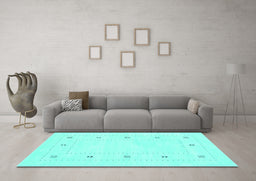 Machine Washable Solid Turquoise Modern Area Rugs in a Living Room,, wshcon2037turq