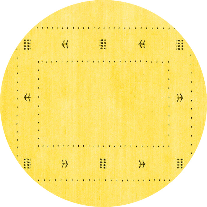 Round Solid Yellow Modern Rug, con2037yw