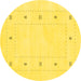 Round Solid Yellow Modern Rug, con2037yw