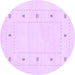 Round Machine Washable Solid Purple Modern Area Rugs, wshcon2037pur