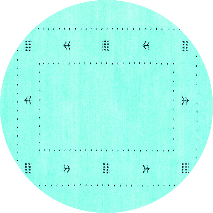 Round Solid Turquoise Modern Rug, con2037turq