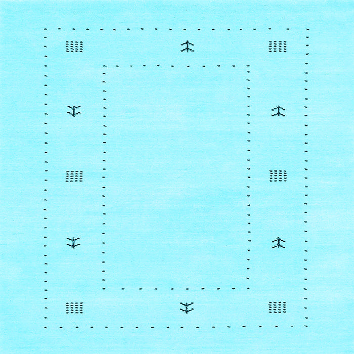 Square Machine Washable Solid Light Blue Modern Rug, wshcon2037lblu
