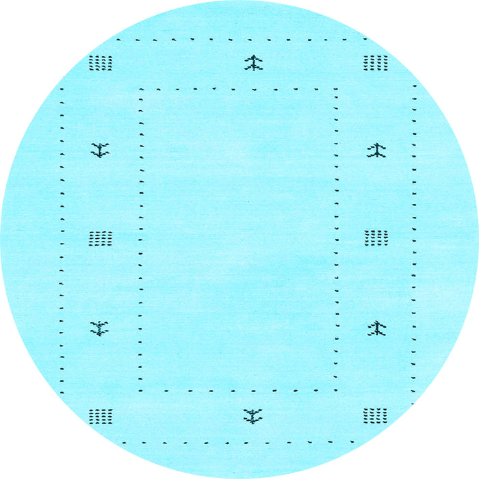 Round Machine Washable Solid Light Blue Modern Rug, wshcon2037lblu