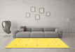 Machine Washable Solid Yellow Modern Rug in a Living Room, wshcon2037yw