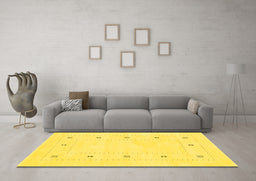 Machine Washable Solid Yellow Modern Rug in a Living Room, wshcon2038yw