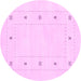 Round Machine Washable Solid Pink Modern Rug, wshcon2038pnk