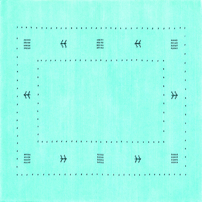 Square Machine Washable Solid Turquoise Modern Area Rugs, wshcon2038turq