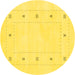 Round Machine Washable Solid Yellow Modern Rug, wshcon2038yw