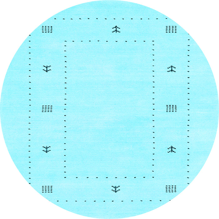 Round Machine Washable Solid Light Blue Modern Rug, wshcon2038lblu