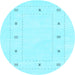 Round Machine Washable Solid Light Blue Modern Rug, wshcon2038lblu