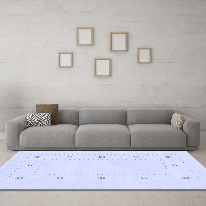 Machine Washable Solid Blue Modern Rug in a Living Room, wshcon2038blu