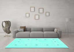 Machine Washable Solid Turquoise Modern Area Rugs in a Living Room,, wshcon2038turq