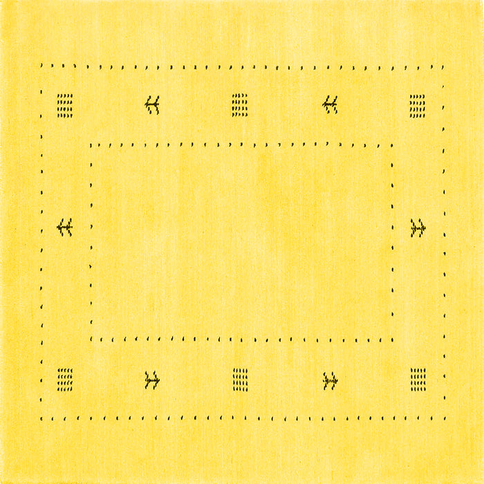 Square Machine Washable Solid Yellow Modern Rug, wshcon2038yw