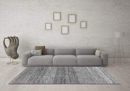 Machine Washable Abstract Gray Contemporary Rug in a Living Room,, wshcon2039gry