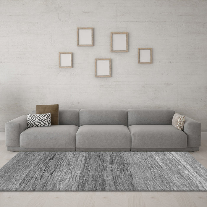 Machine Washable Abstract Gray Contemporary Rug in a Living Room,, wshcon2039gry