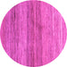 Round Abstract Pink Contemporary Rug, con2039pnk