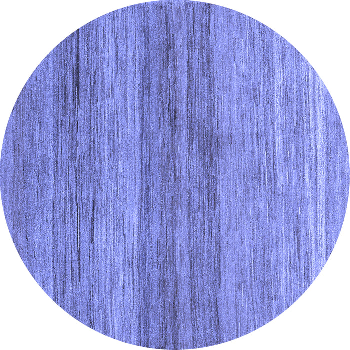 Round Abstract Blue Contemporary Rug, con2039blu
