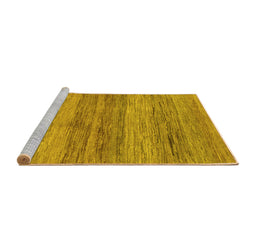 Sideview of Machine Washable Abstract Yellow Contemporary Rug, wshcon2039yw