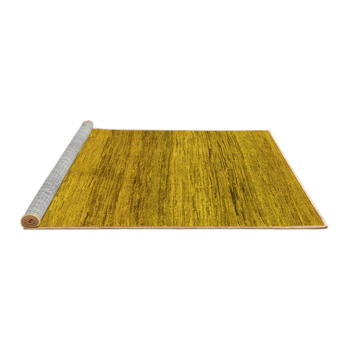 Sideview of Machine Washable Abstract Yellow Contemporary Rug, wshcon2039yw
