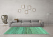 Machine Washable Abstract Turquoise Contemporary Area Rugs in a Living Room,, wshcon2039turq