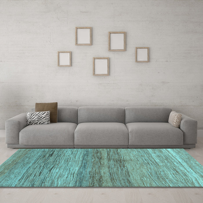 Machine Washable Abstract Light Blue Contemporary Rug in a Living Room, wshcon2039lblu