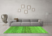 Machine Washable Abstract Green Contemporary Area Rugs in a Living Room,, wshcon2039grn