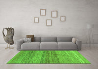 Machine Washable Abstract Green Contemporary Rug, wshcon2039grn