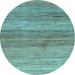 Round Abstract Light Blue Contemporary Rug, con2039lblu