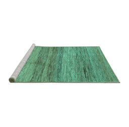 Sideview of Machine Washable Abstract Turquoise Contemporary Area Rugs, wshcon2039turq