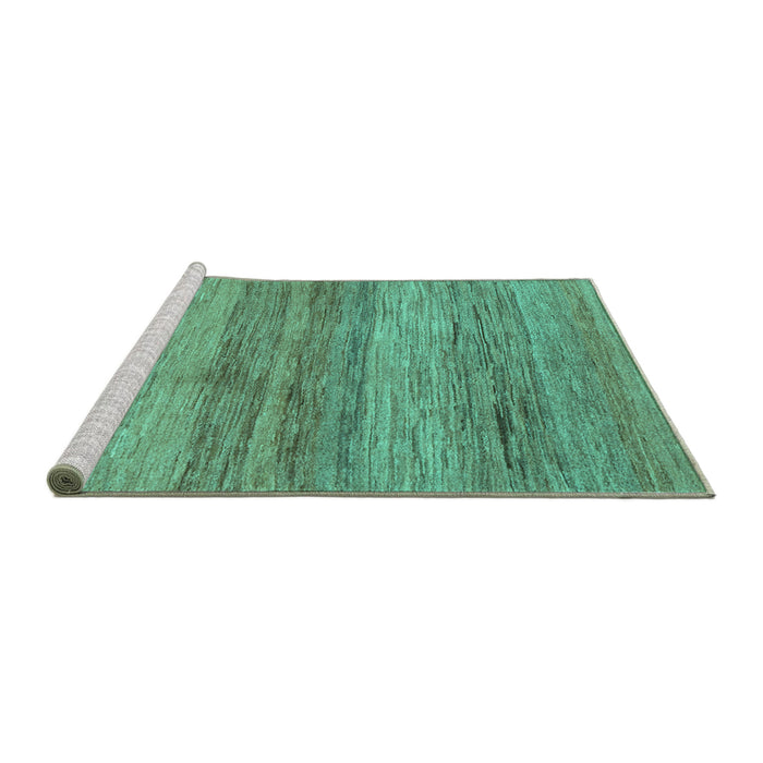 Sideview of Machine Washable Abstract Turquoise Contemporary Area Rugs, wshcon2039turq