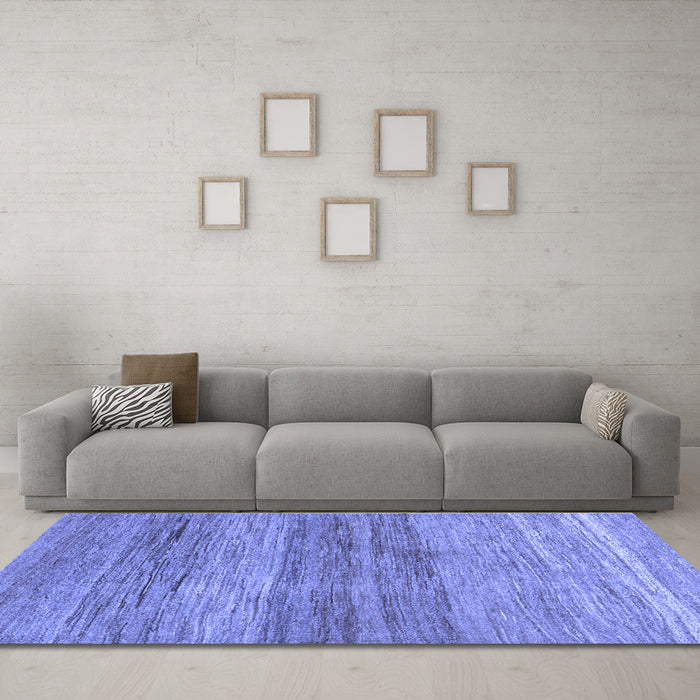 Machine Washable Abstract Blue Contemporary Rug in a Living Room, wshcon2039blu