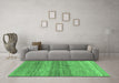 Machine Washable Abstract Emerald Green Contemporary Area Rugs in a Living Room,, wshcon2039emgrn